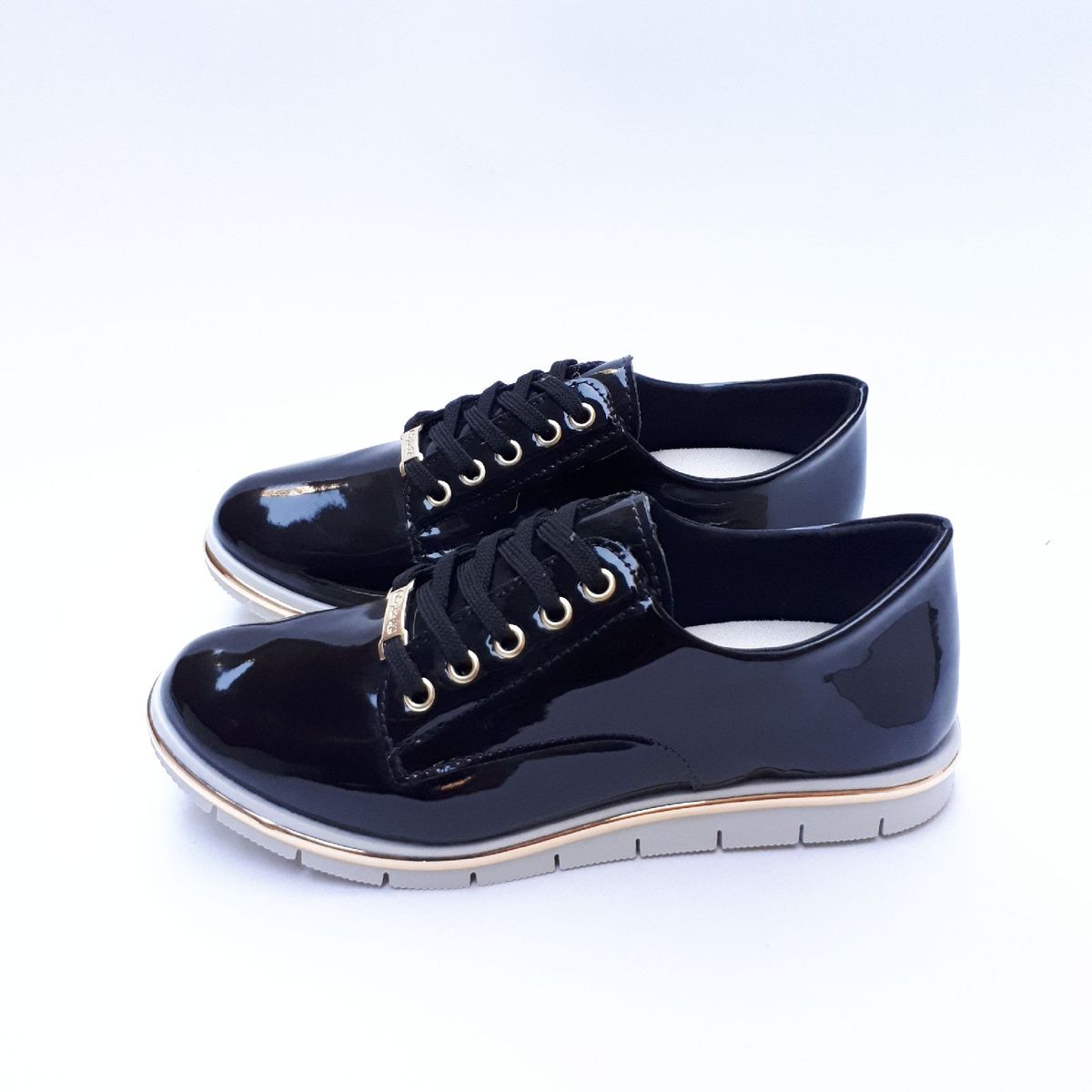 oxford preto verniz feminino