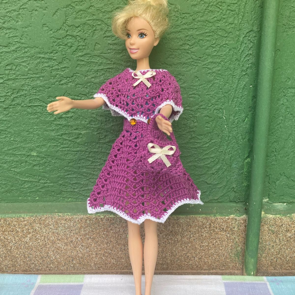 Roupa de Crochê para Barbie  Brinquedo Handmade Nunca Usado