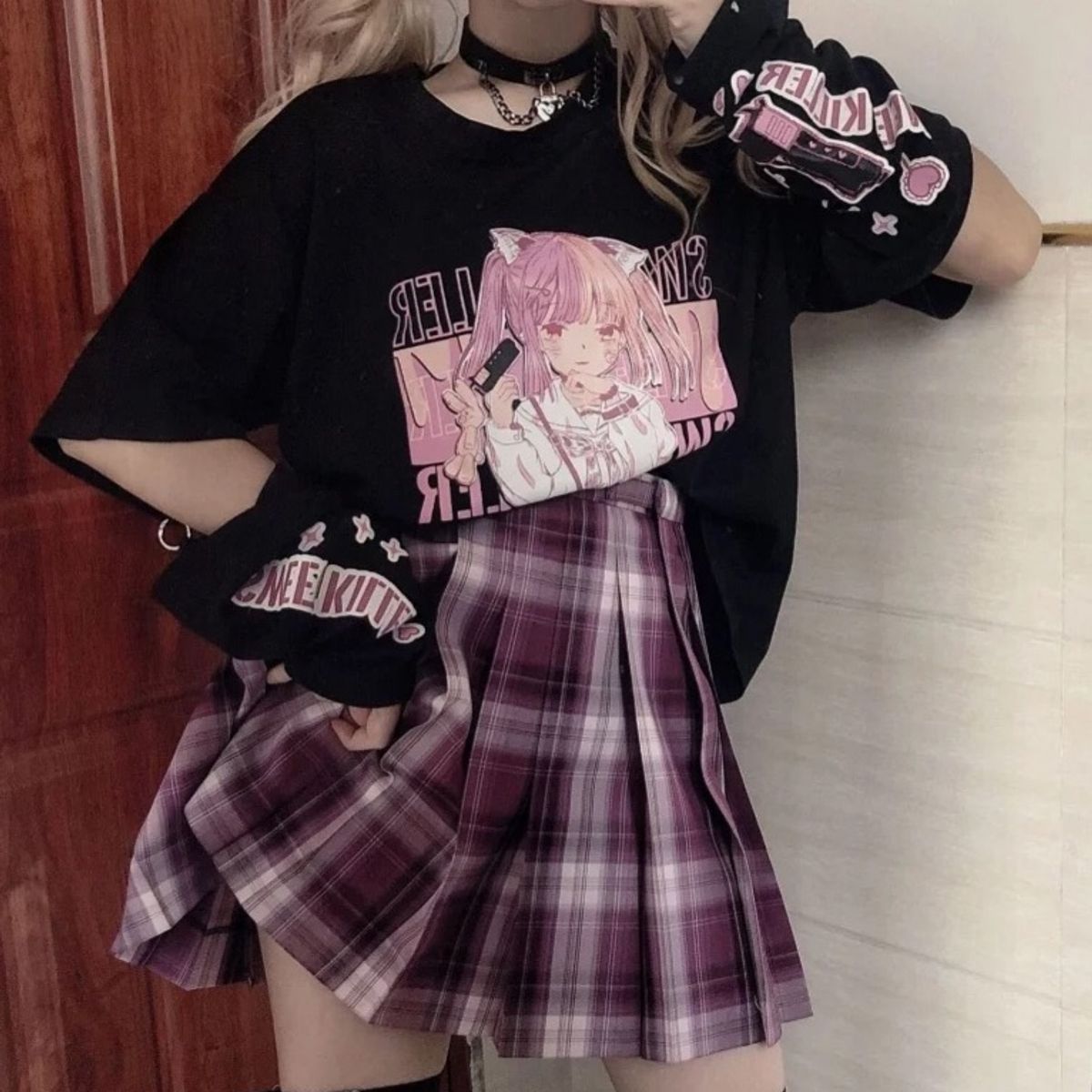 Camiseta de mangas compridas feminino outono nova kawaii roupas para a  versão coreana solta selvagem ins