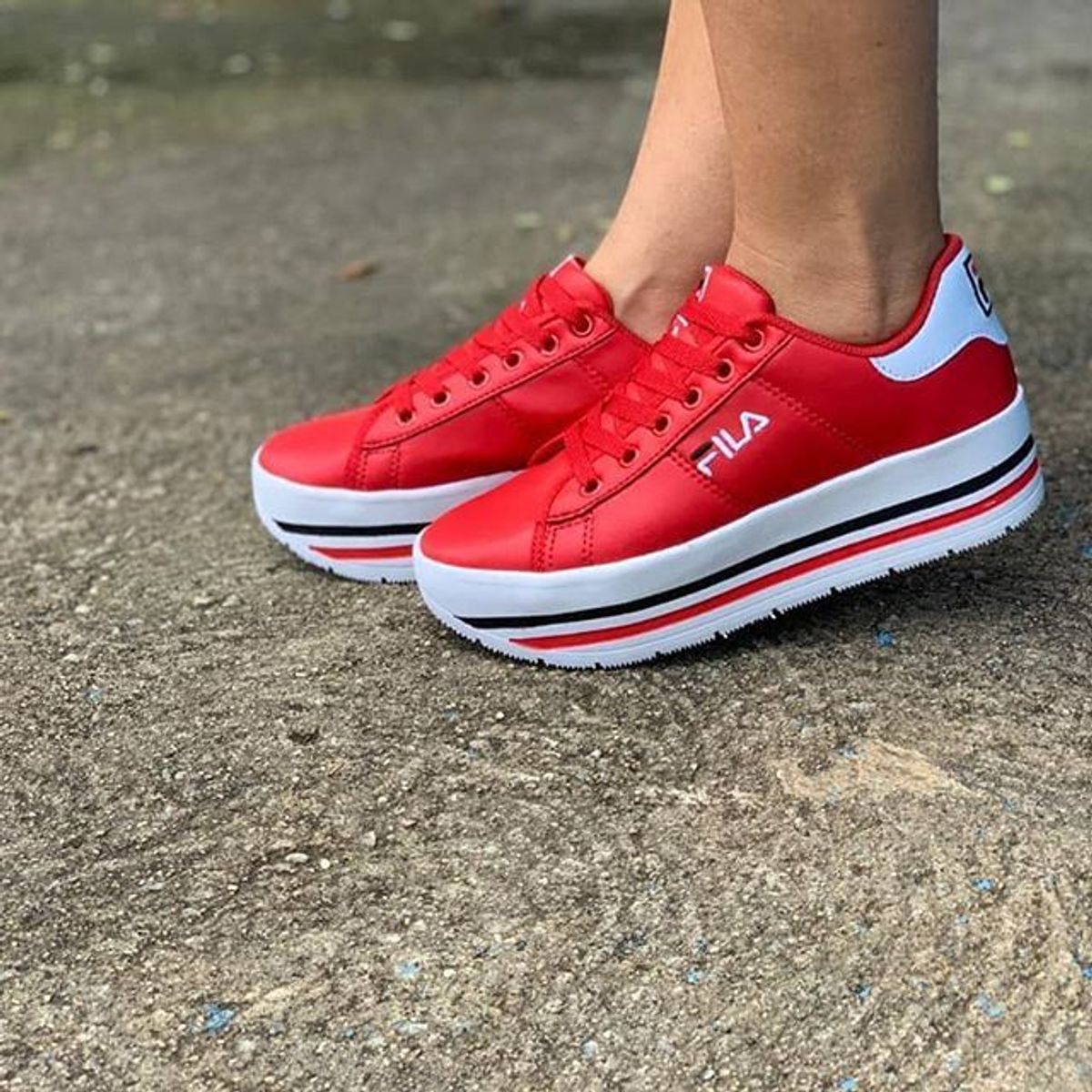 tenis fila plataforma vermelho