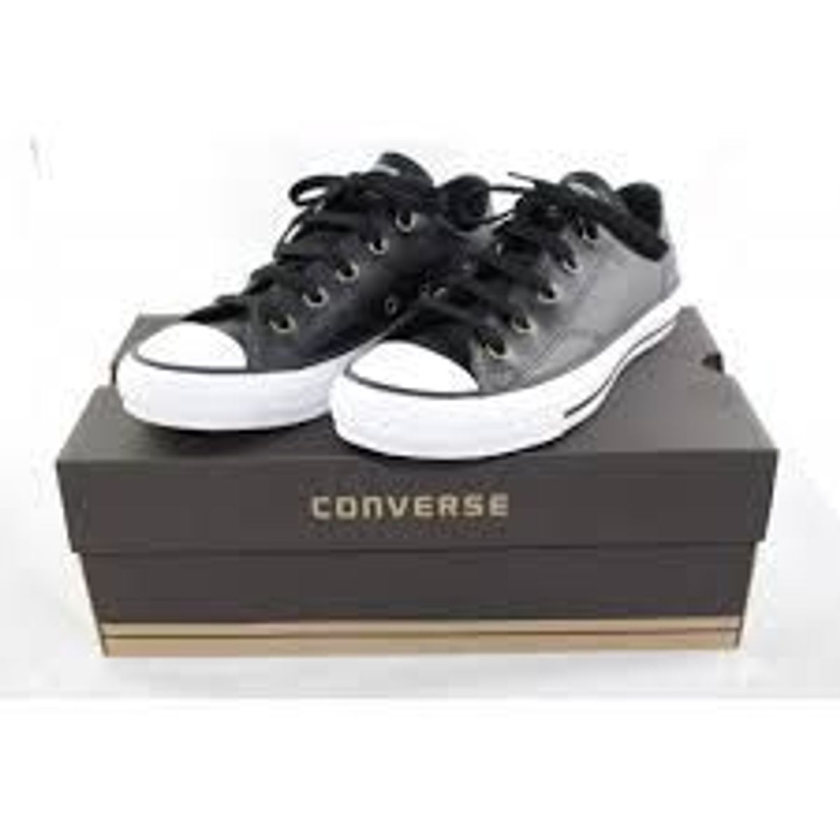 converse all star couro preto