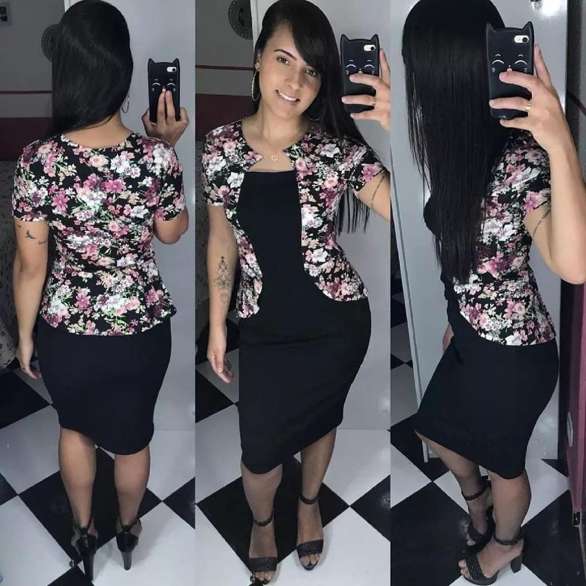 vestido midi com colete