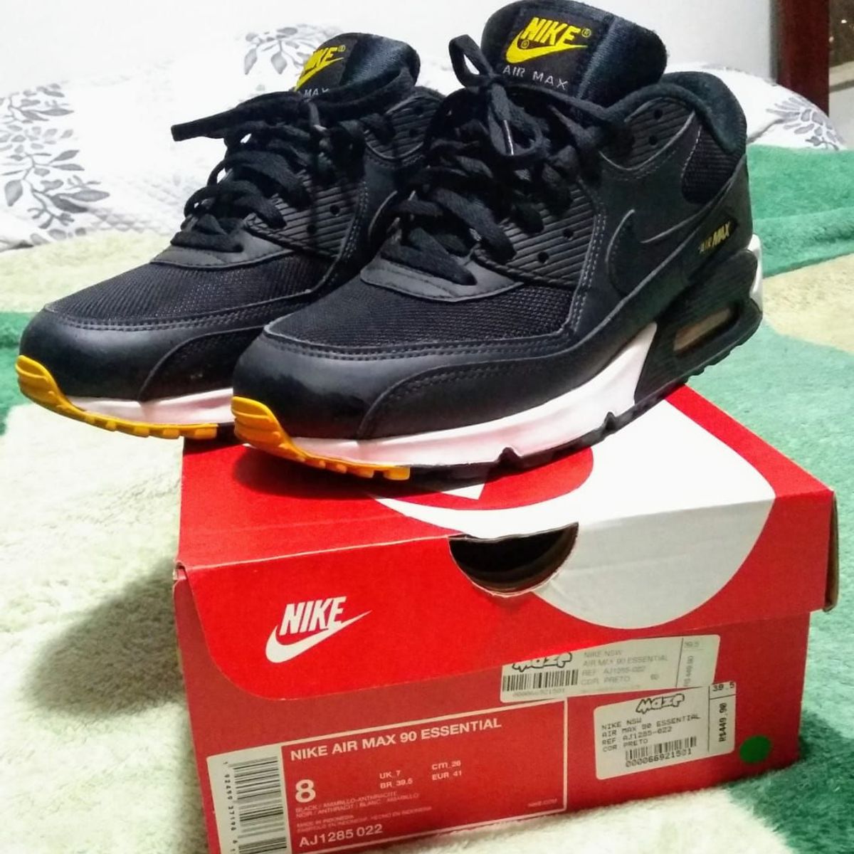 air max 90 preto com amarelo
