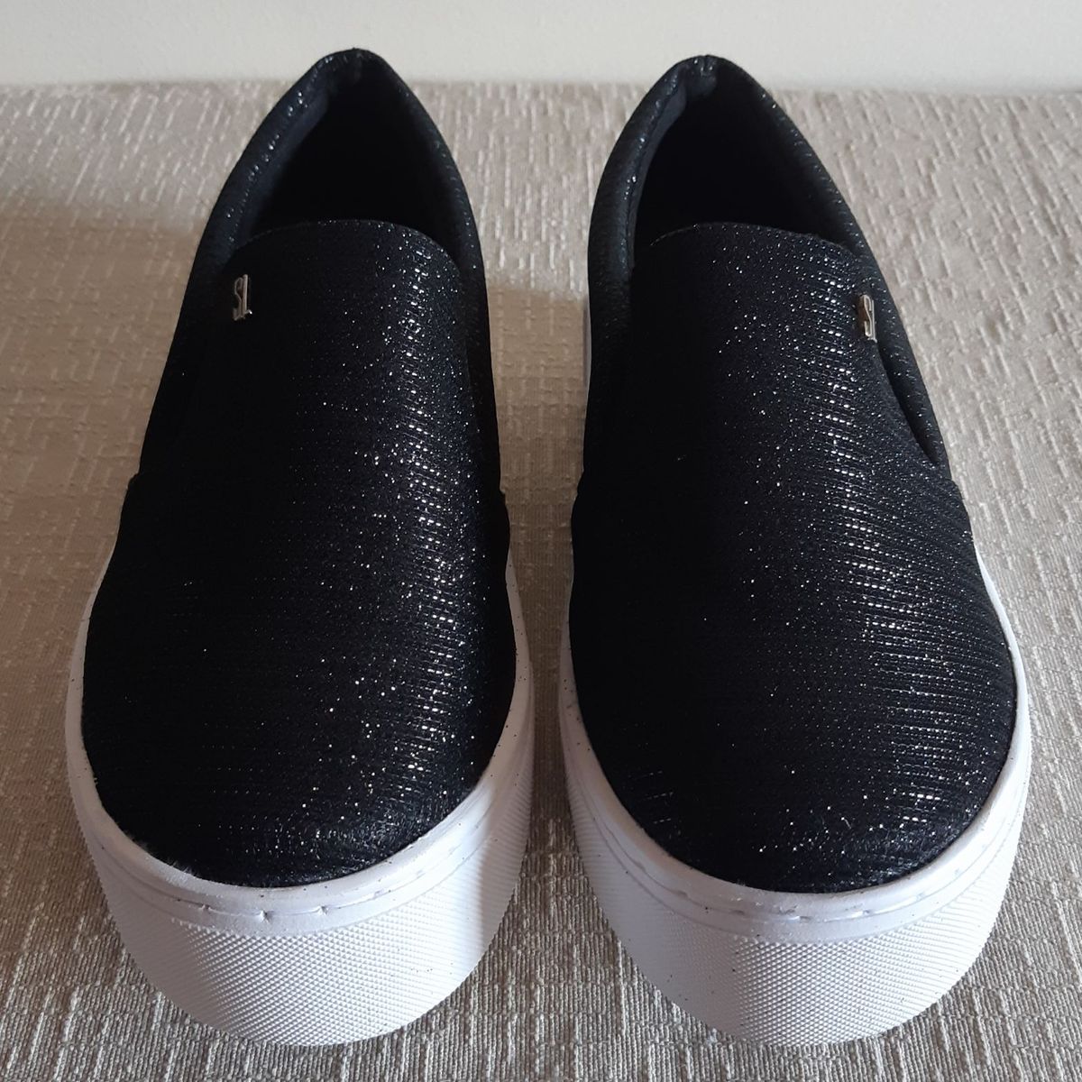 Slip on preto com 2024 glitter