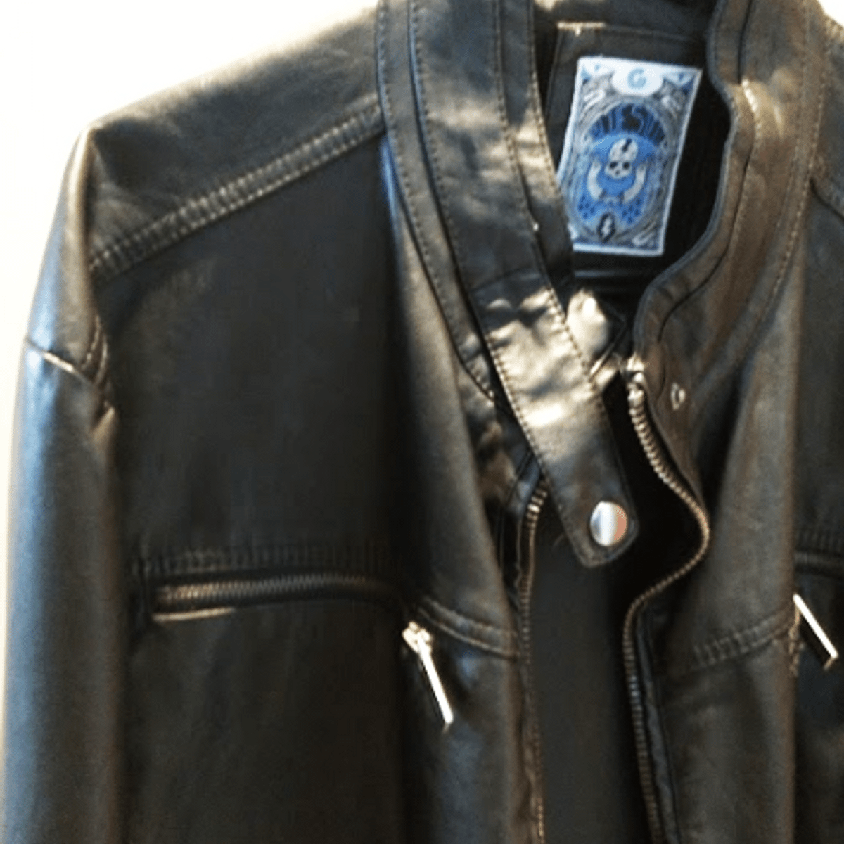 jaqueta de couro fake masculina