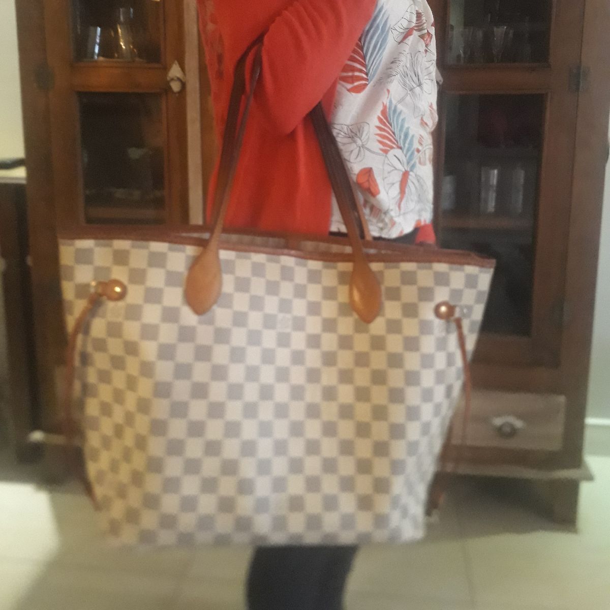 Bolsa Louis Vuitton Neverfull Mm Damier Azur Original Feminino