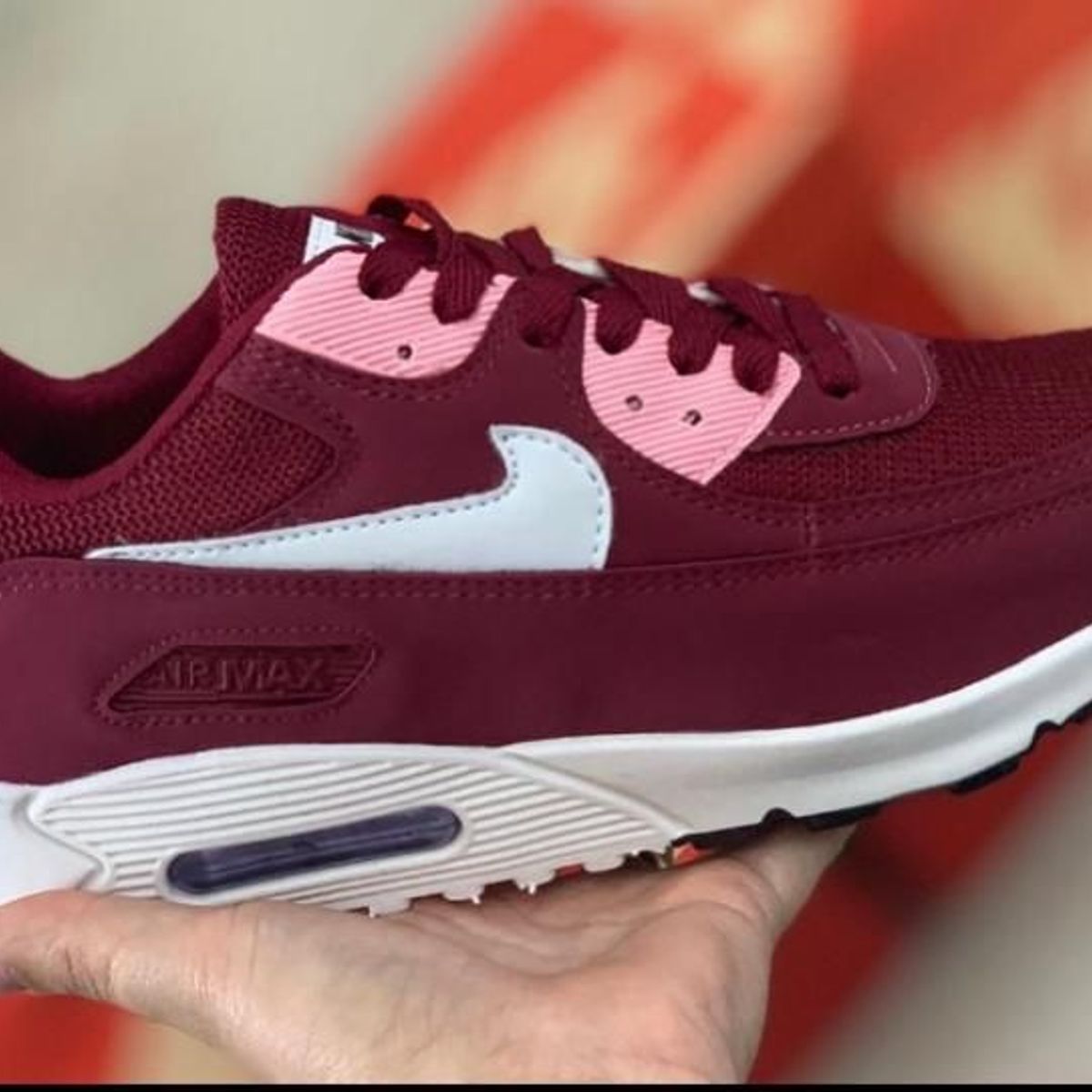 tênis nike air max 90 lea feminino vinho