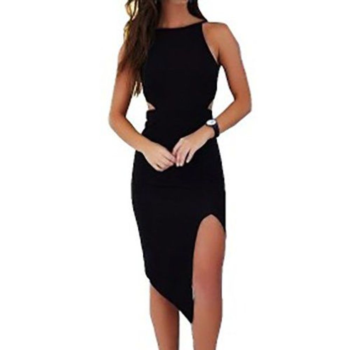 vestido curto fenda lateral
