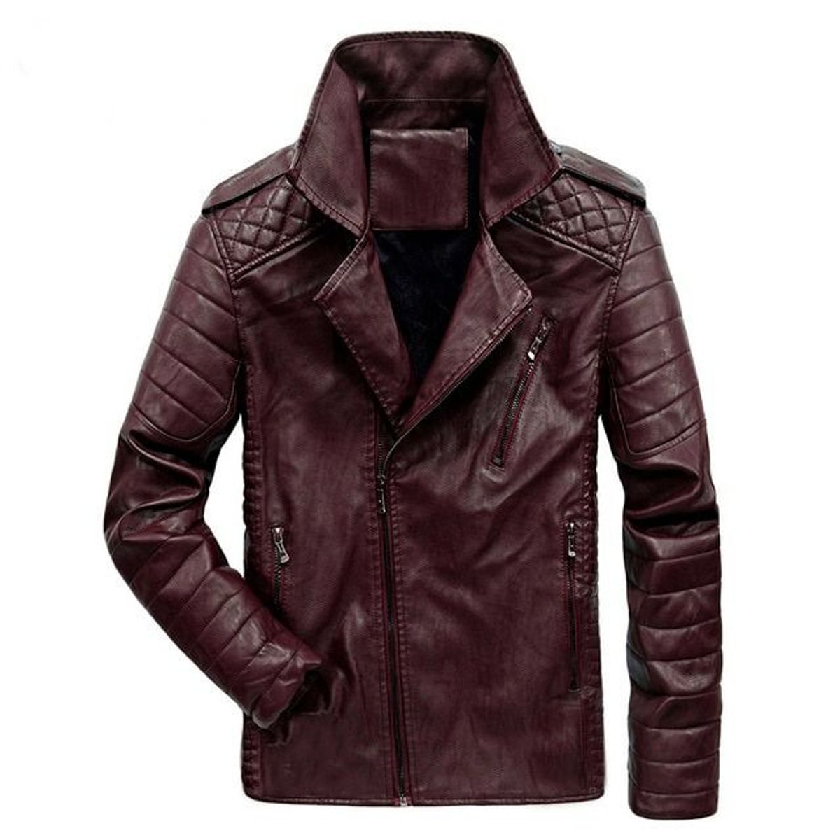 jaqueta de couro bordo masculina