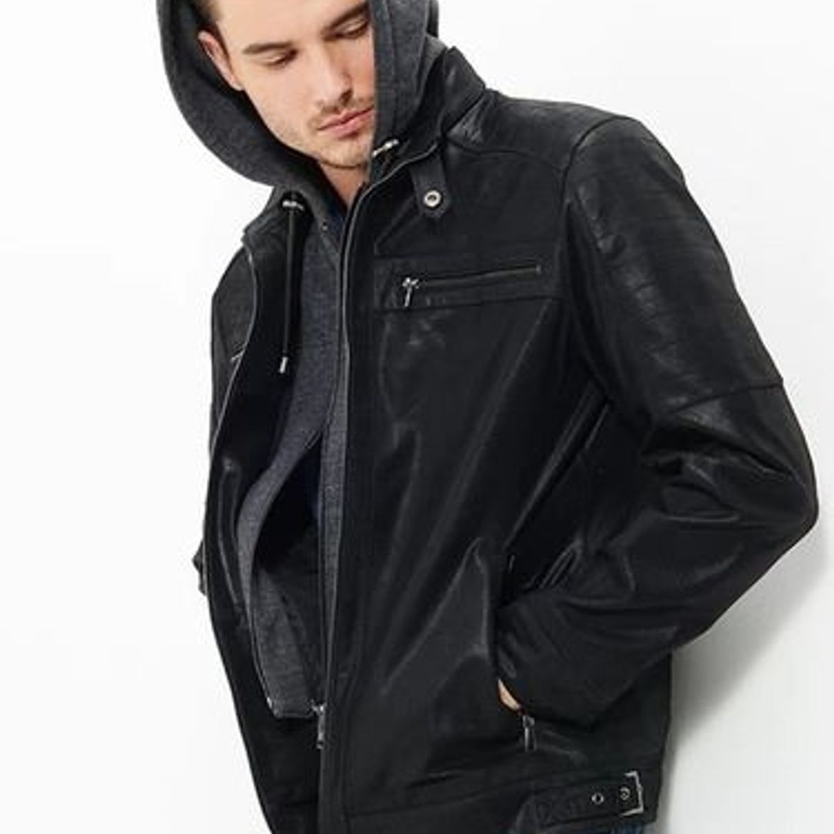 jaquetas de couro masculina com capuz