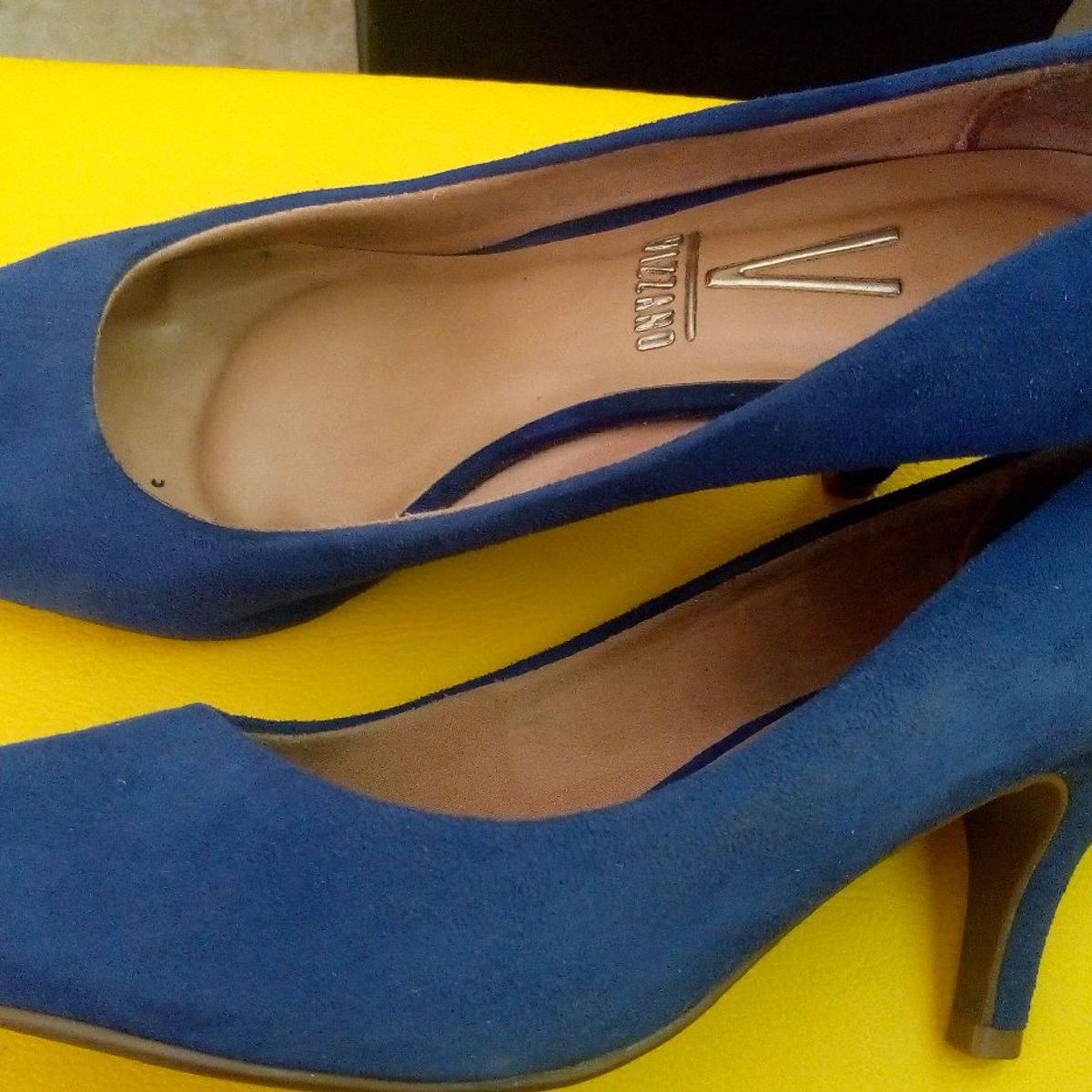 scarpin azul caneta