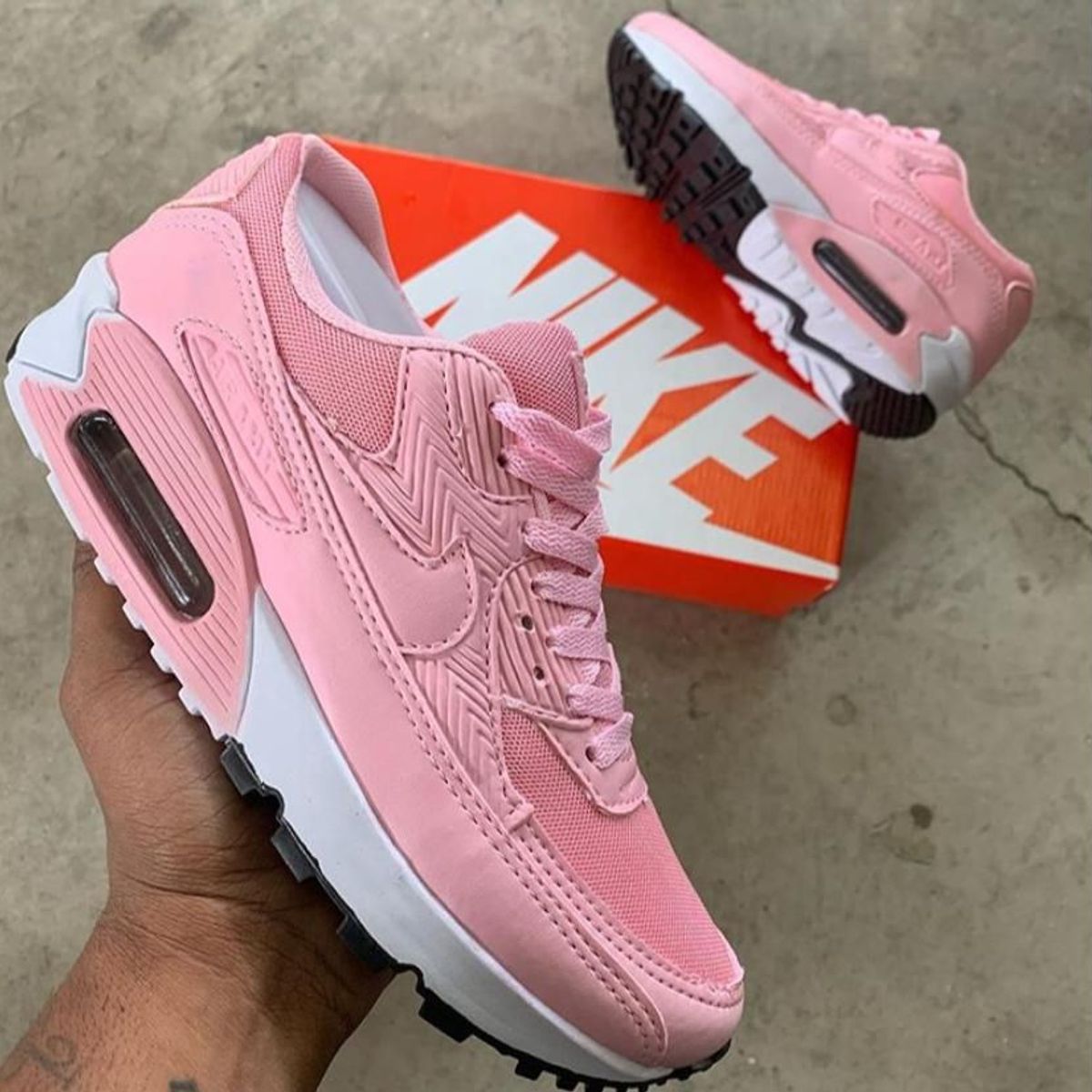 Air max 90 hotsell feminino rosa e branco