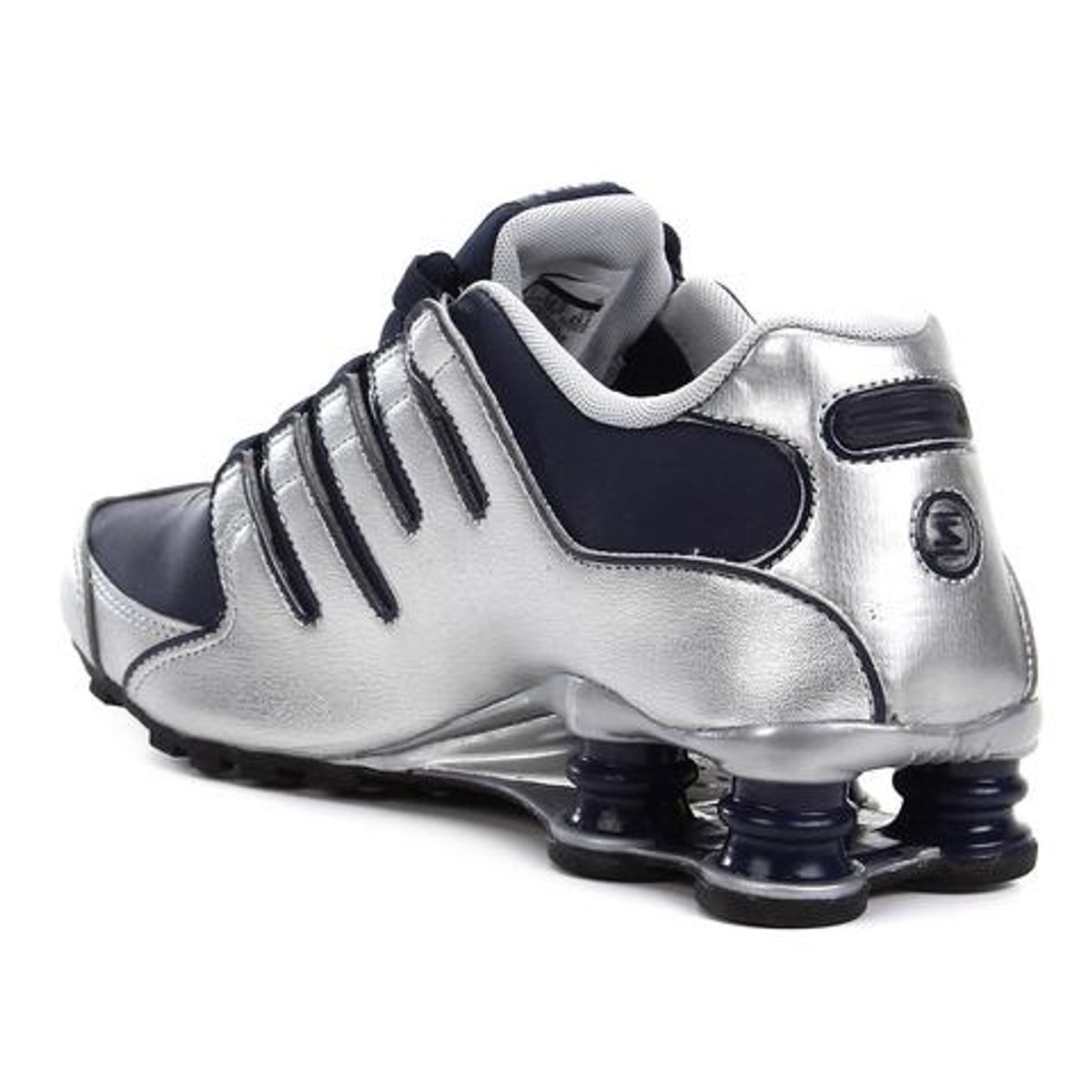 nike shox nz prata e azul marinho