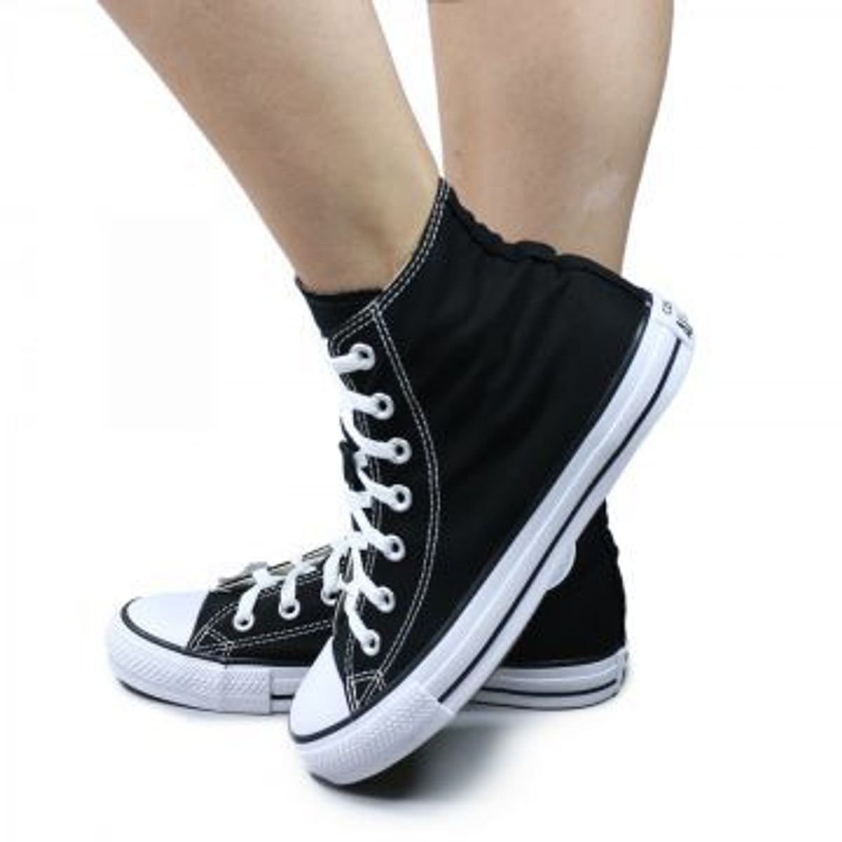 all star cano alto feminino preto