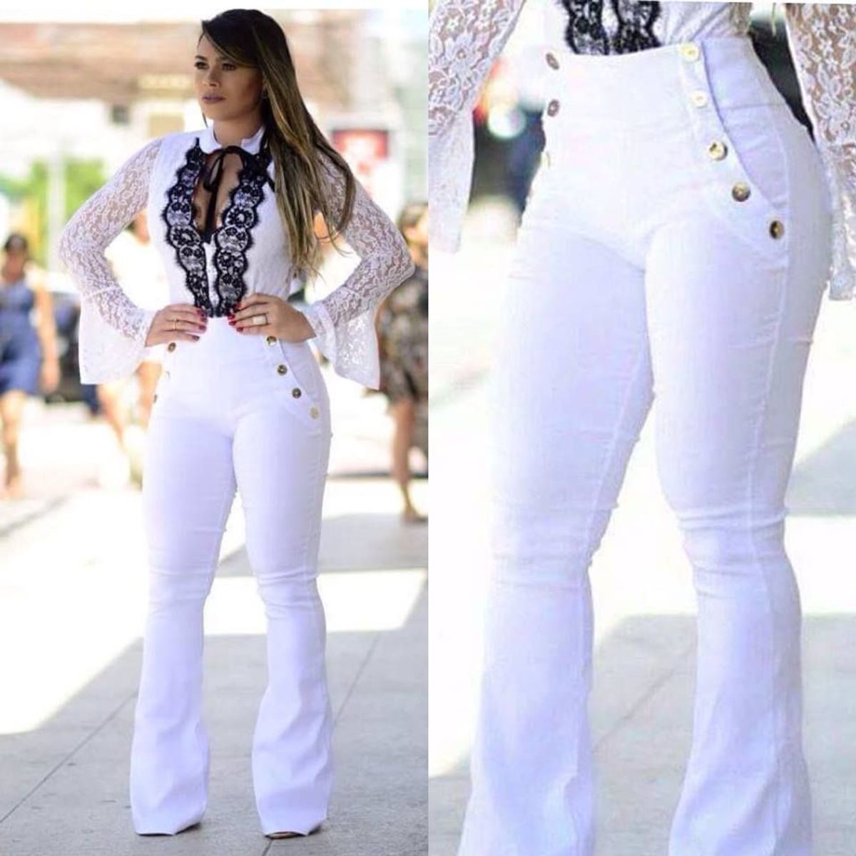 calça jeans branca com lycra feminina