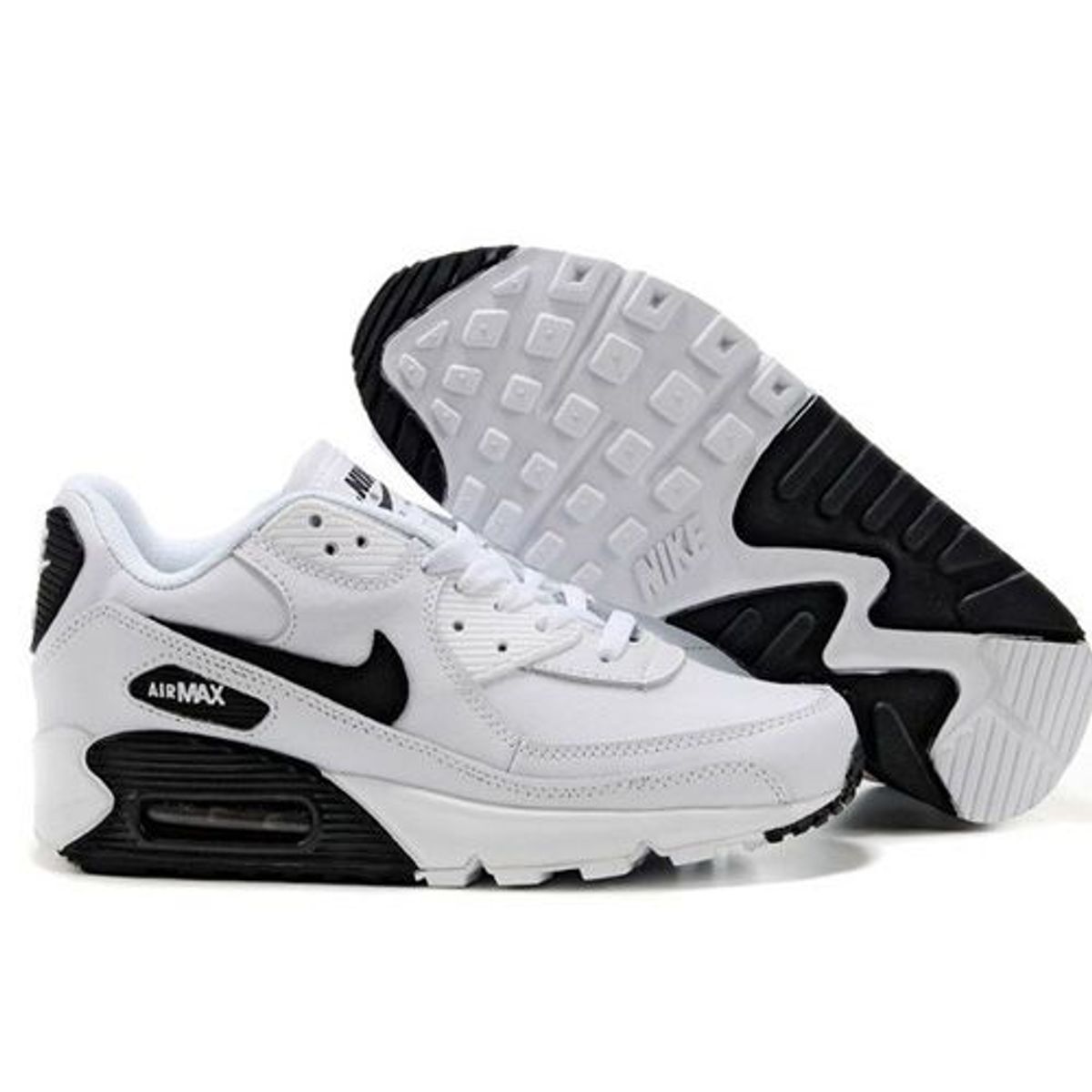 tenis nike air max 90 branco e preto