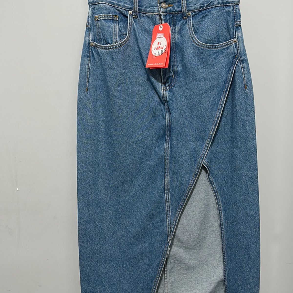 Saia jeans midi hot sale farm