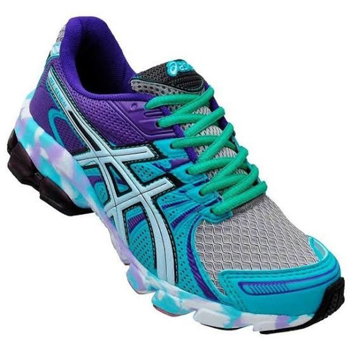 tenis asics feminino roxo e verde