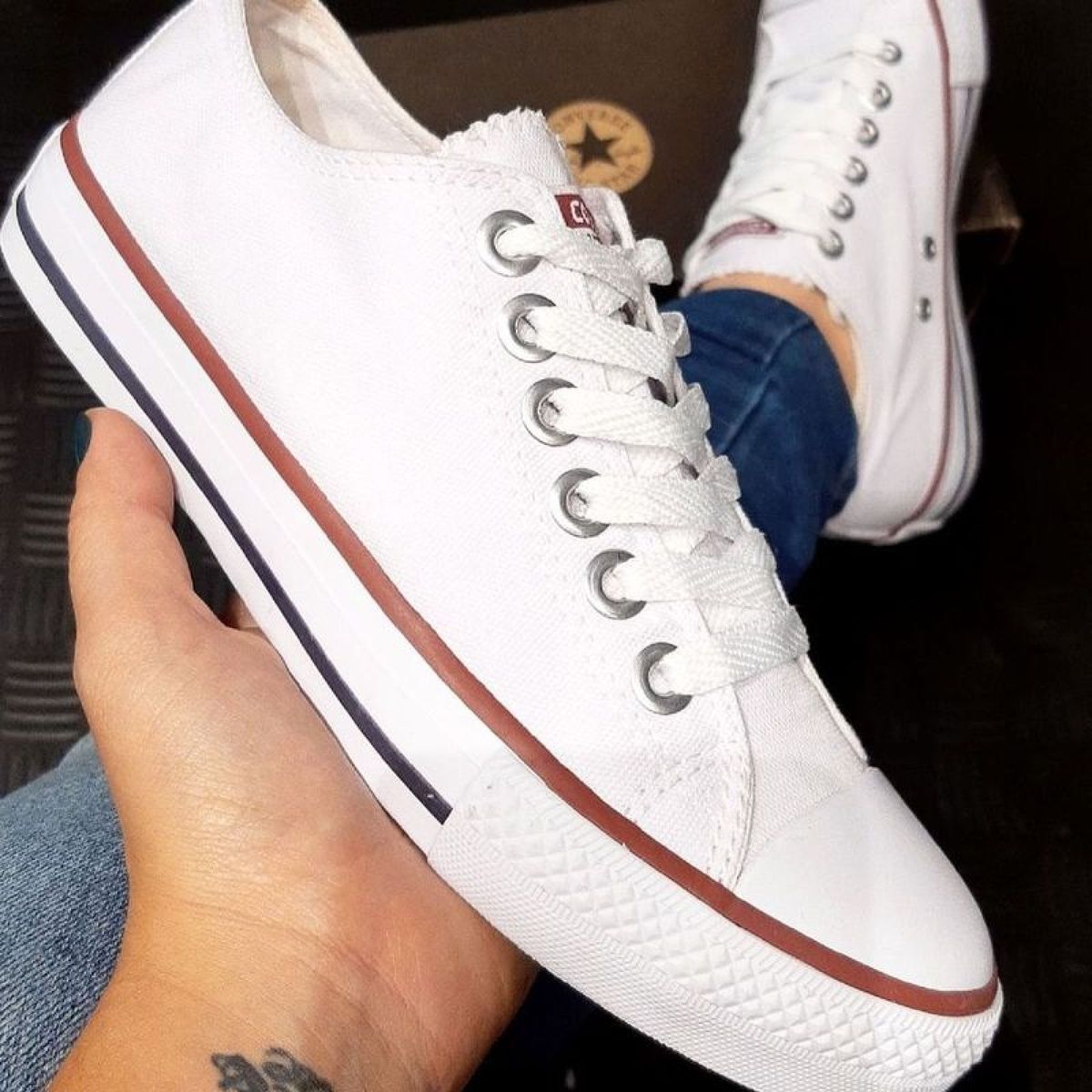 all star tecido branco