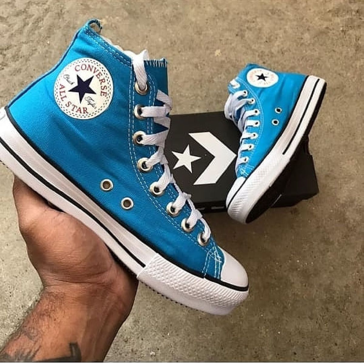 all star azul claro cano medio