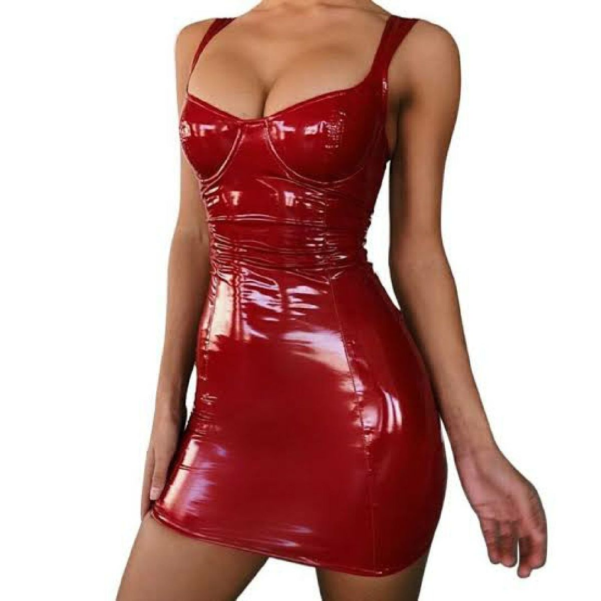 Vestido de vinil store vermelho