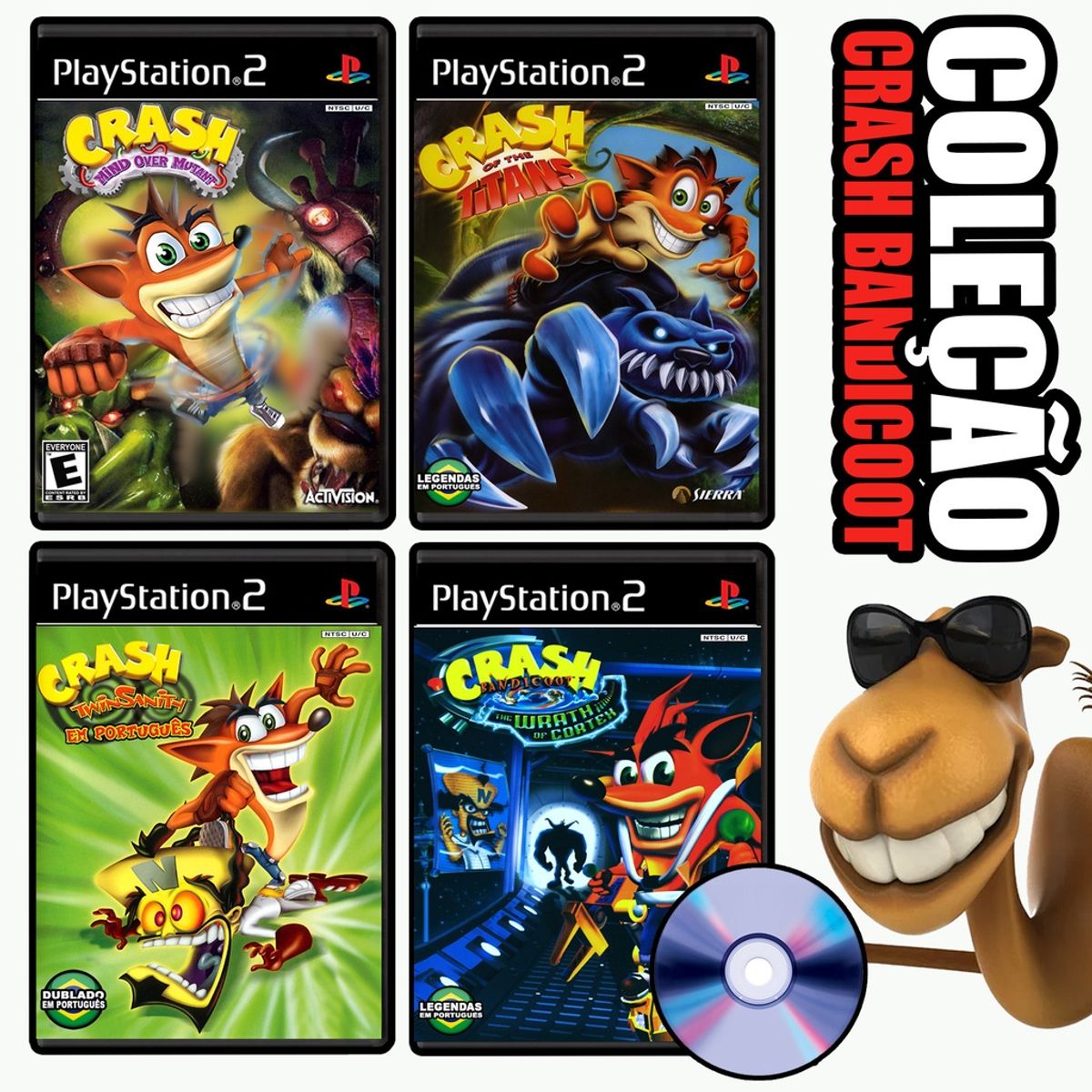 Coleção Crash Bandicoot 4 Discos em Portugues Ps2 Jogo Patchs
