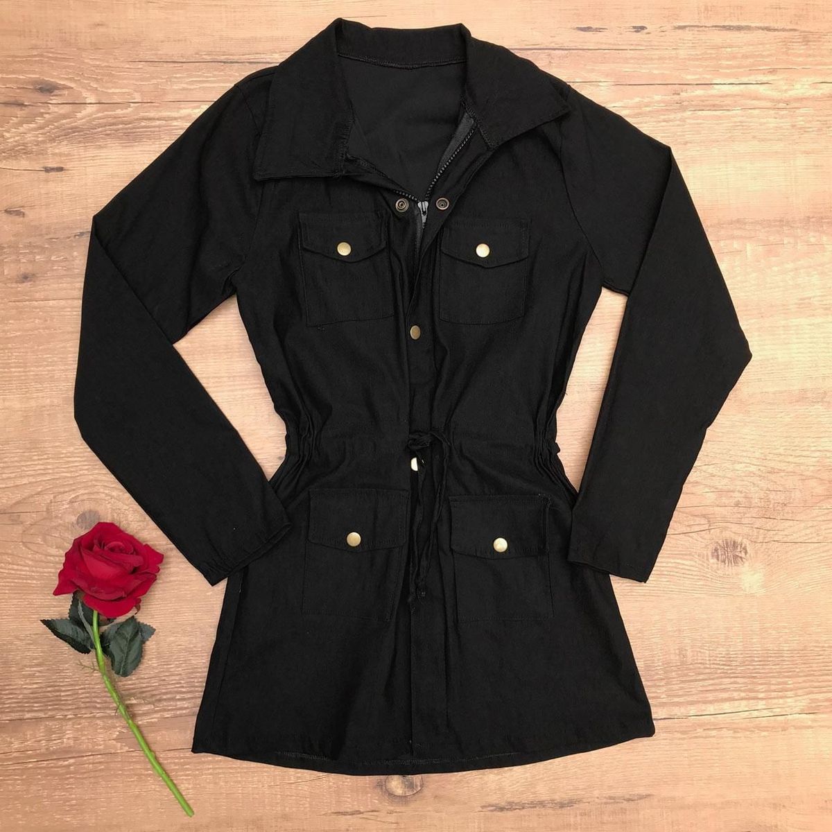 jaqueta parka feminina preta