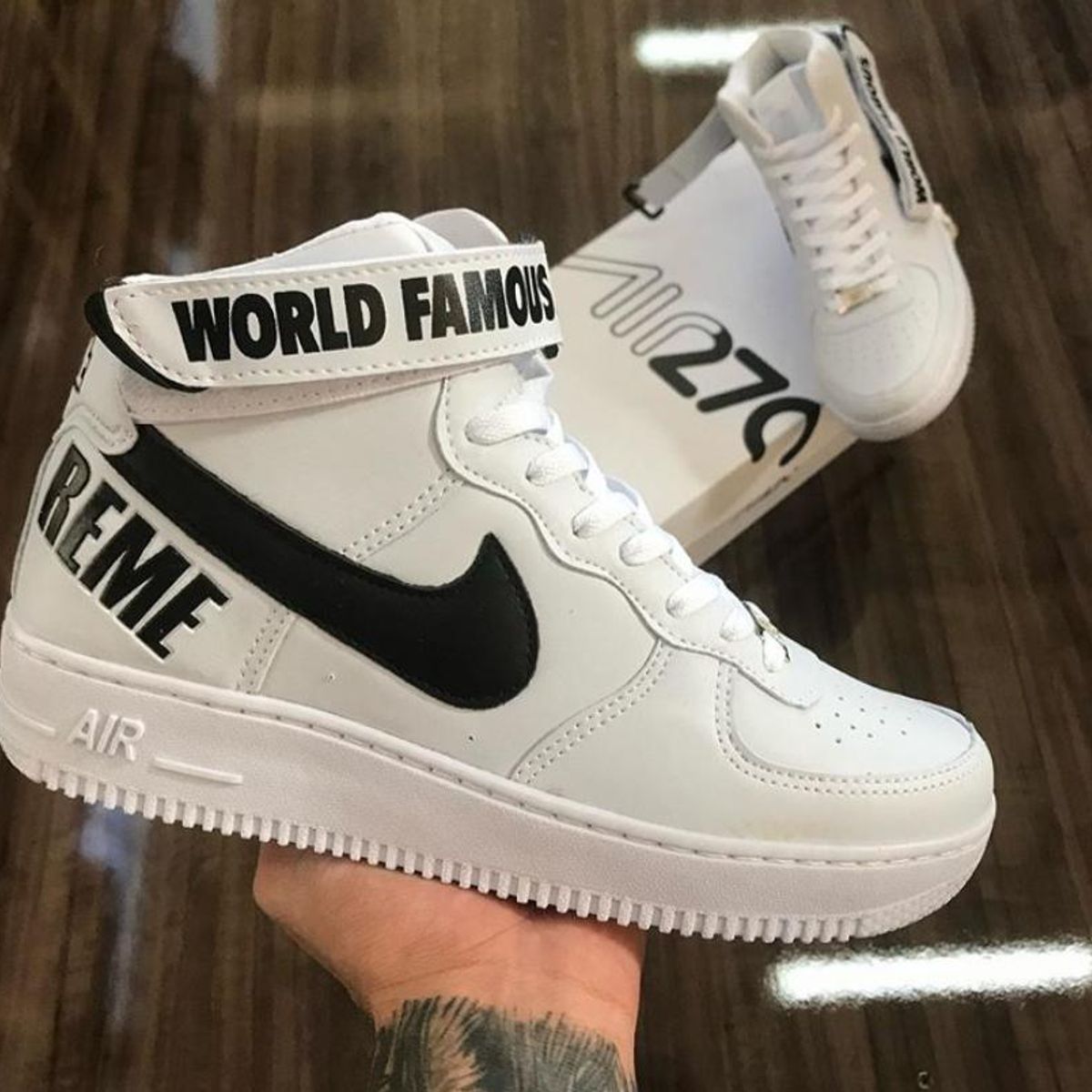 tenis nike air force world famous supreme bota cano alto