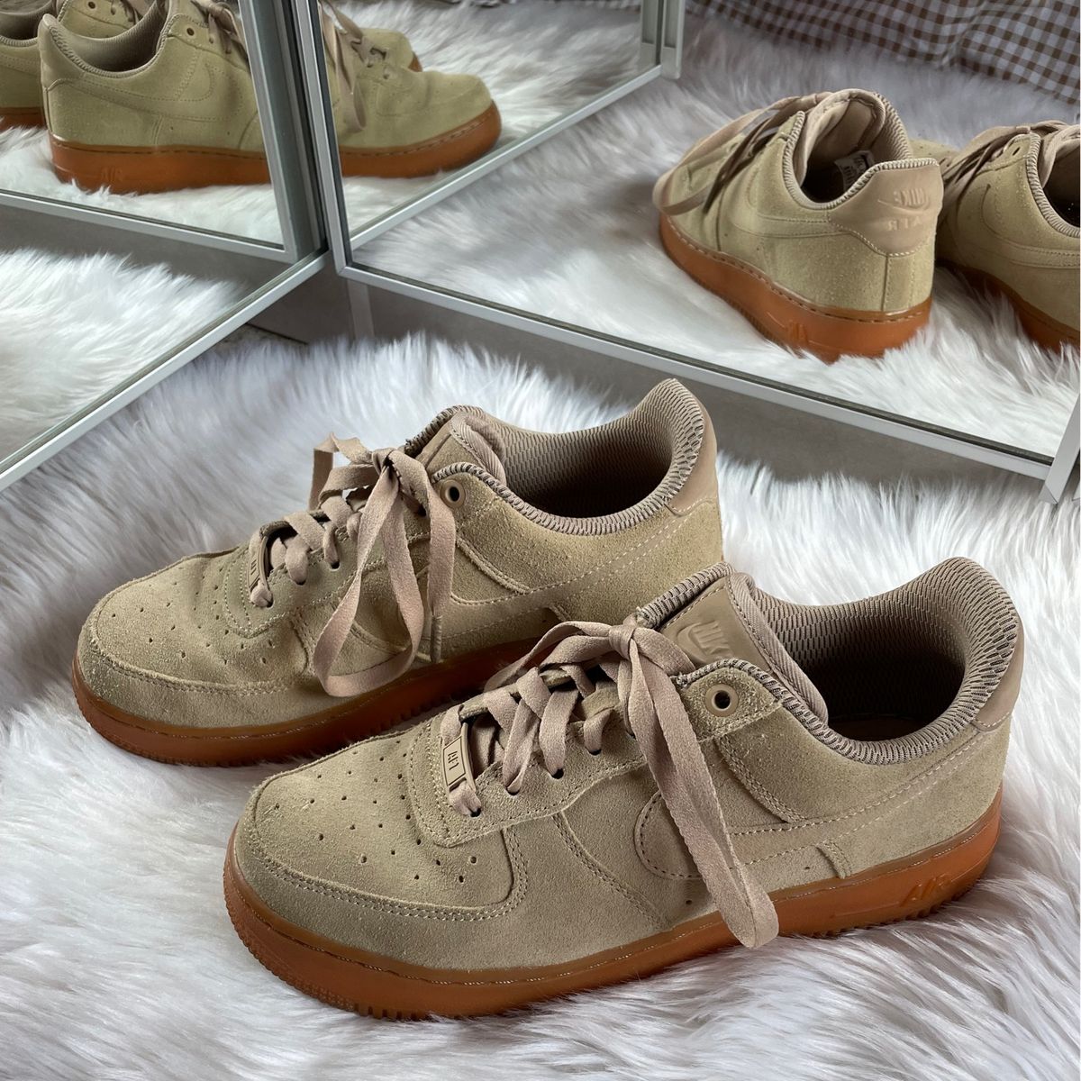 Tan fashion suede air force 1