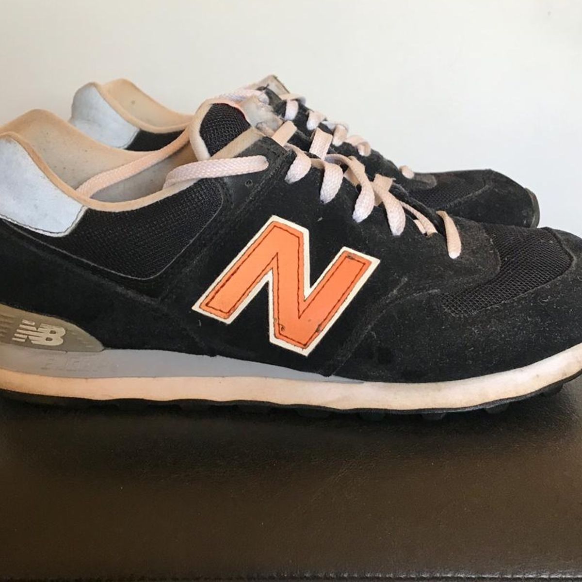 new balance 574 azul e laranja