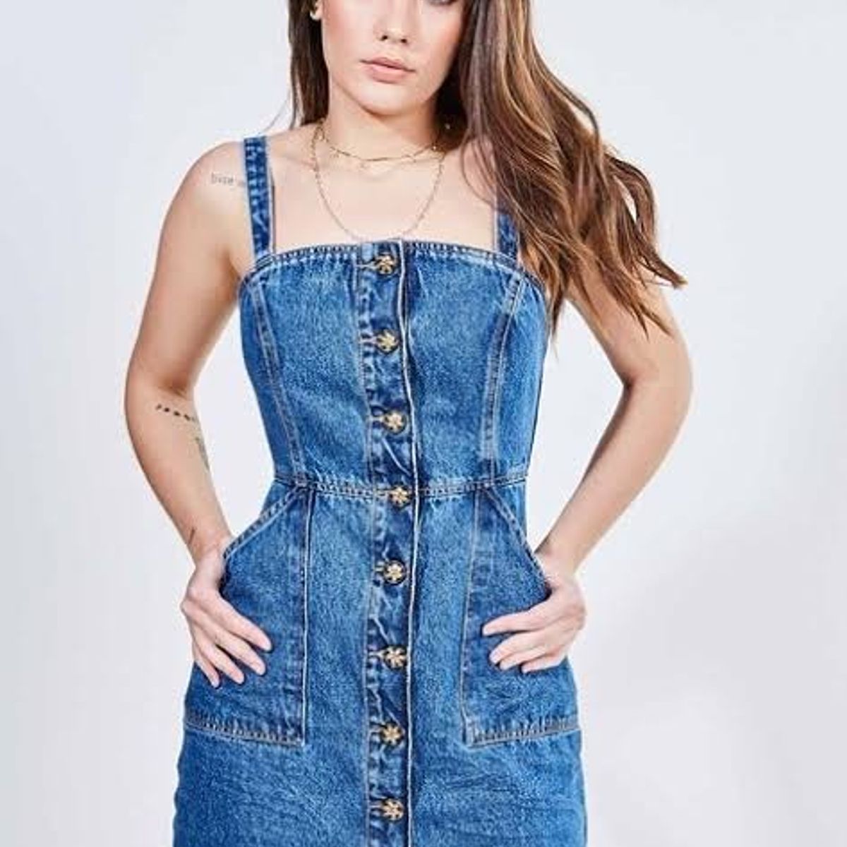 Vestido Jeans Gg Novo com Etiqueta, Vestido Feminino Urbanic Nunca Usado  77266306