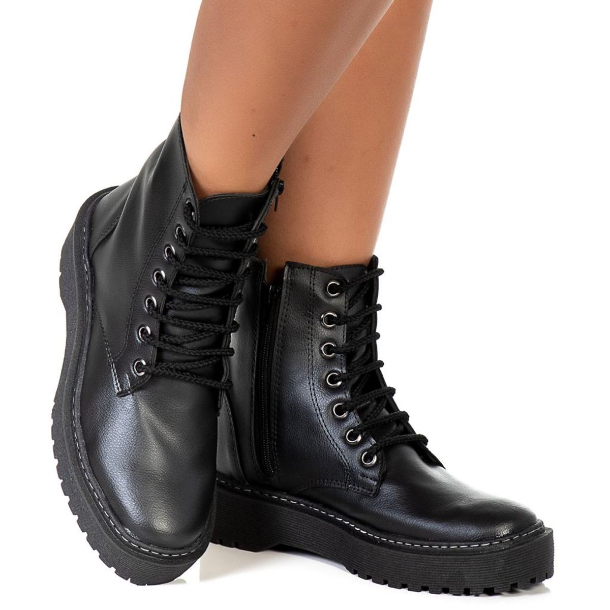 bota coturno feminina salto medio
