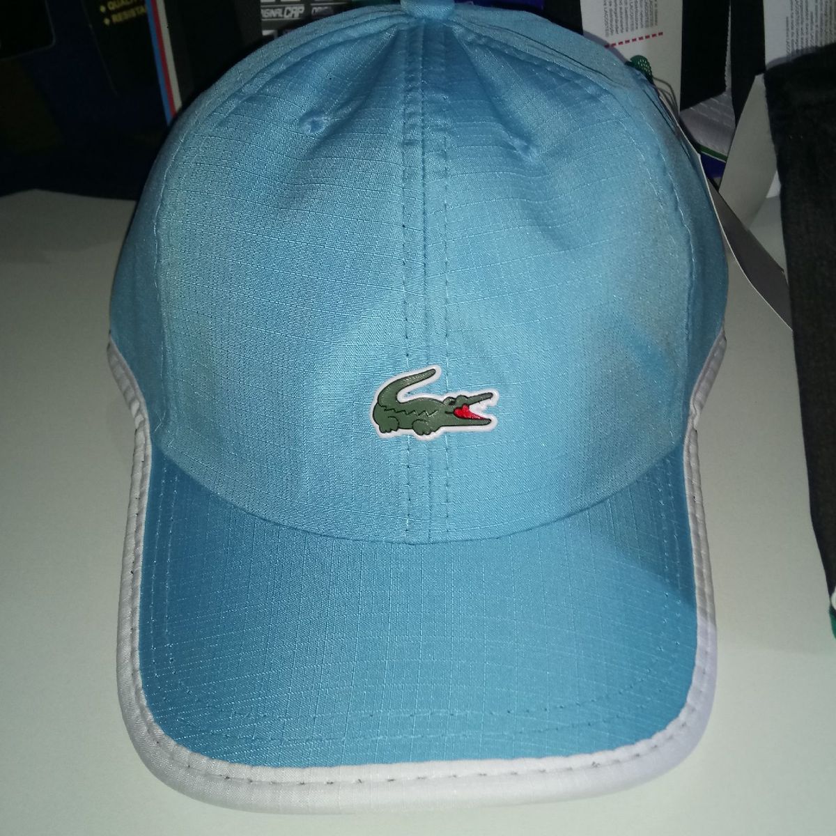 Bone Lacoste Aba Curva Strapback Fitao Fecho Crepe Azul Bebe Lacoste Nunca Usado Enjoei