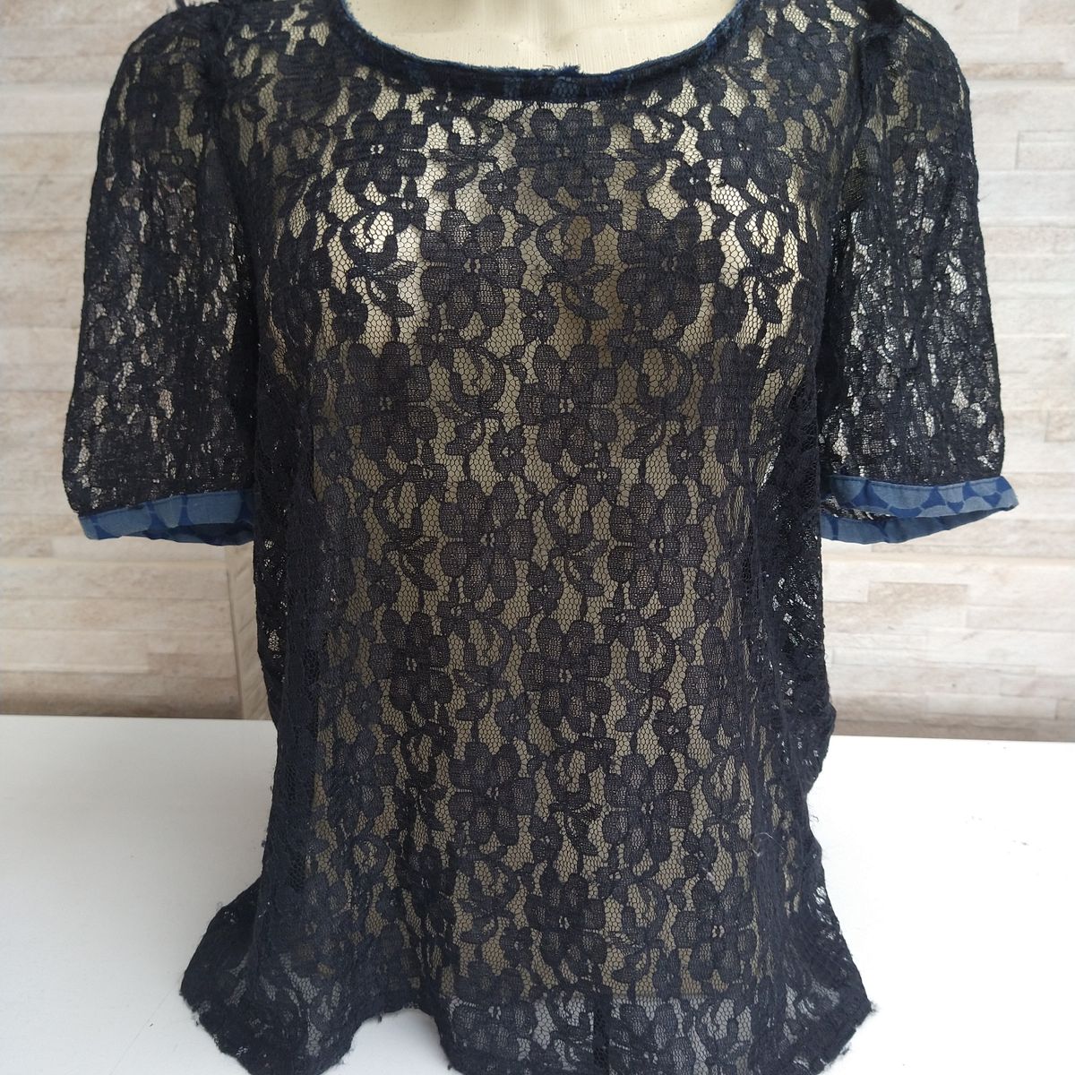 Blusa Anamac Renda Italiana Preta - Compre Agora