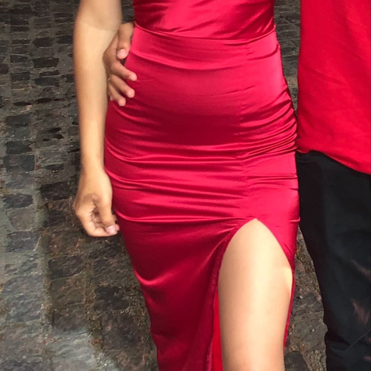 Vestido Vermelho Brilhante Colado, Vestido Feminino Shein Nunca Usado  87833075