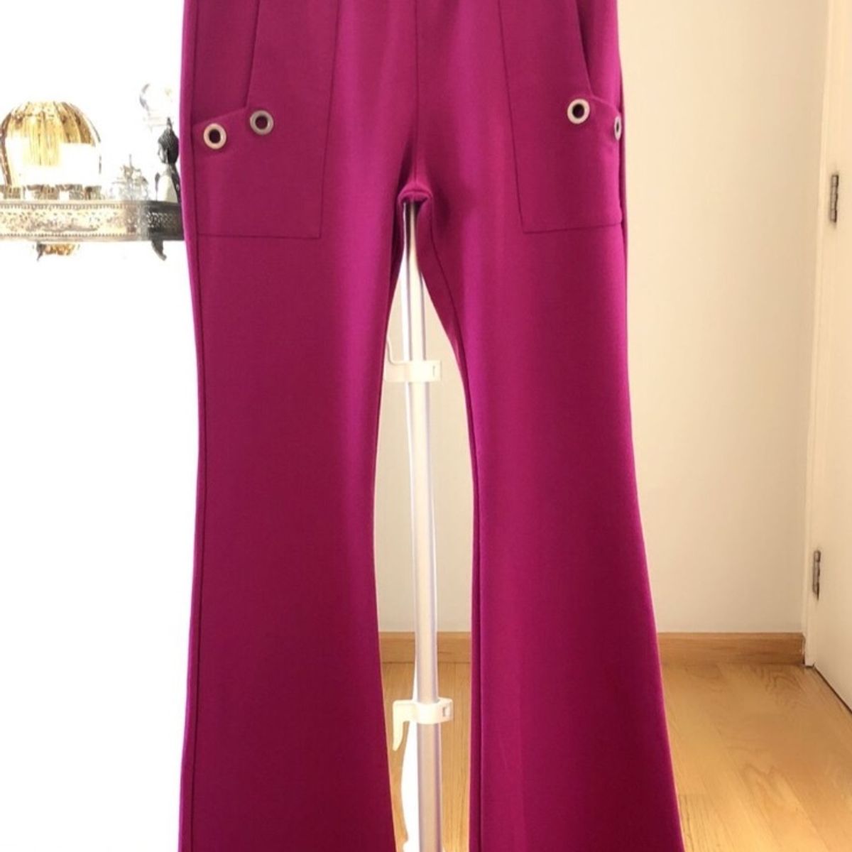 calça flare preta malha grossa