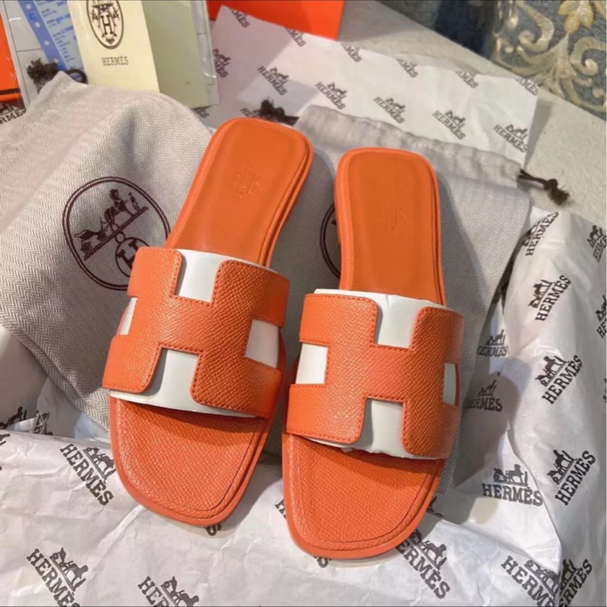 Chinelo Hermes Camurça | Rasteira Feminina Hermes Nunca Usado 91559335 |  enjoei