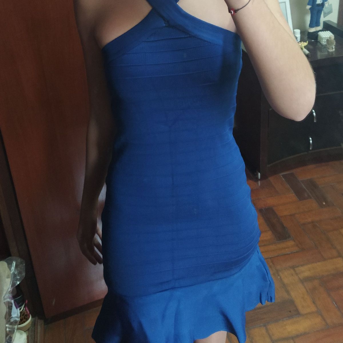 Vestido bandagem 2024 azul claro