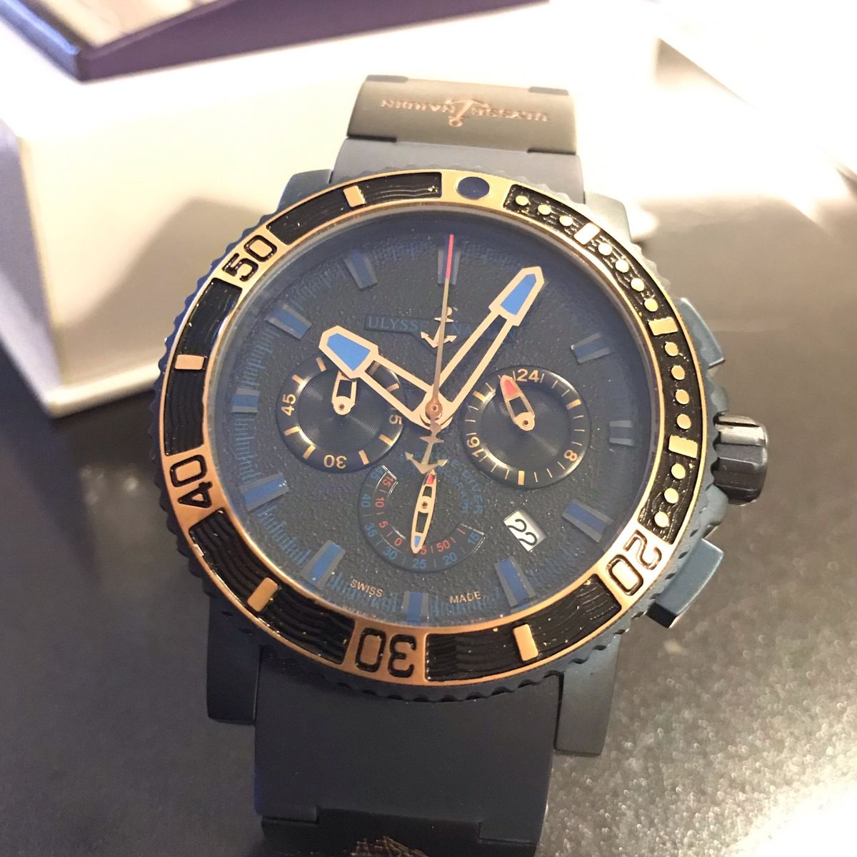 Rel gio Ulysse Nardin Voyage Bleu Chronograph Rel gio Masculino