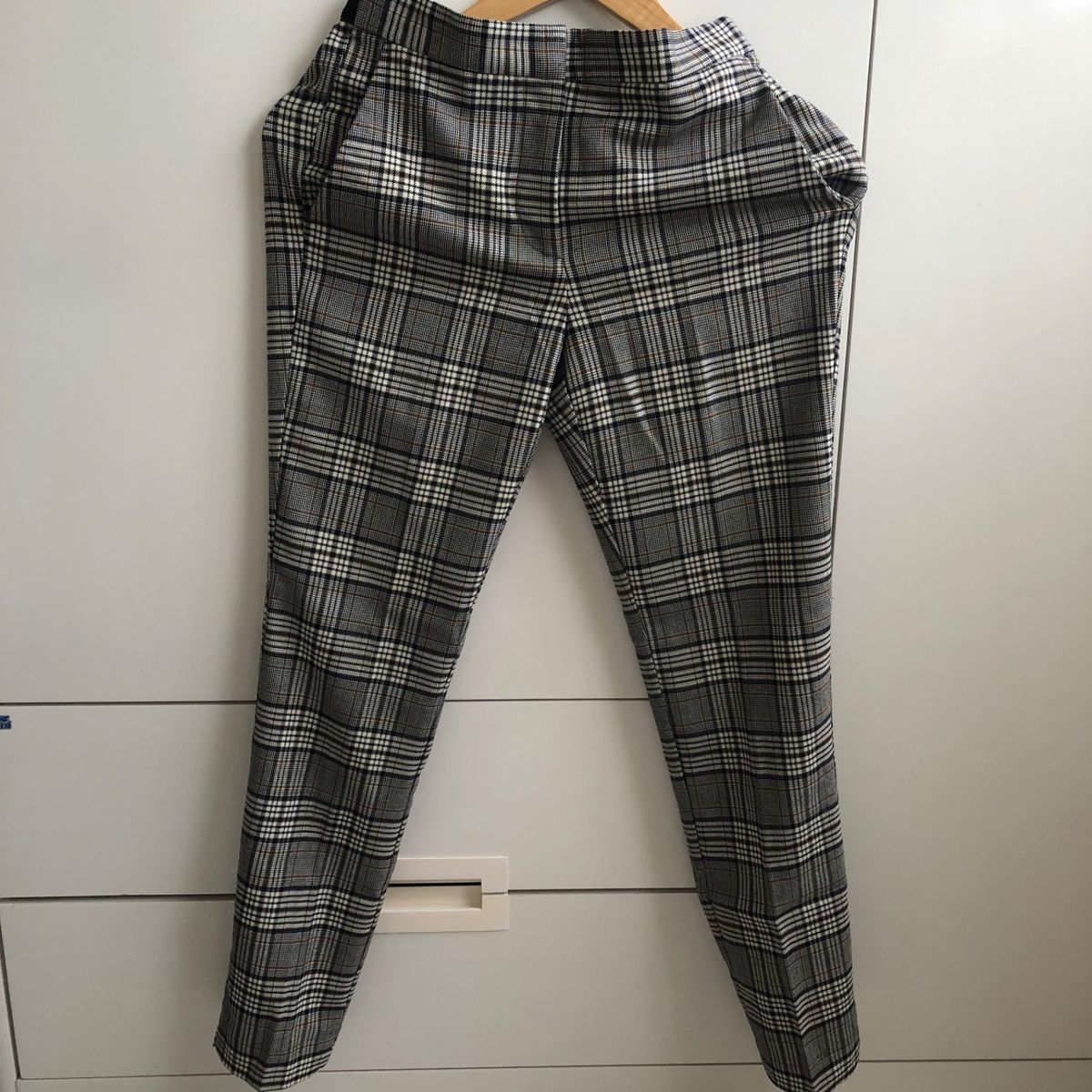 calça xadrez feminina zara