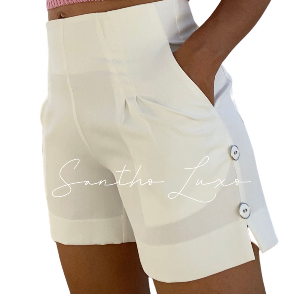 Shorts Branco, Shorts Feminino Usado 95592431