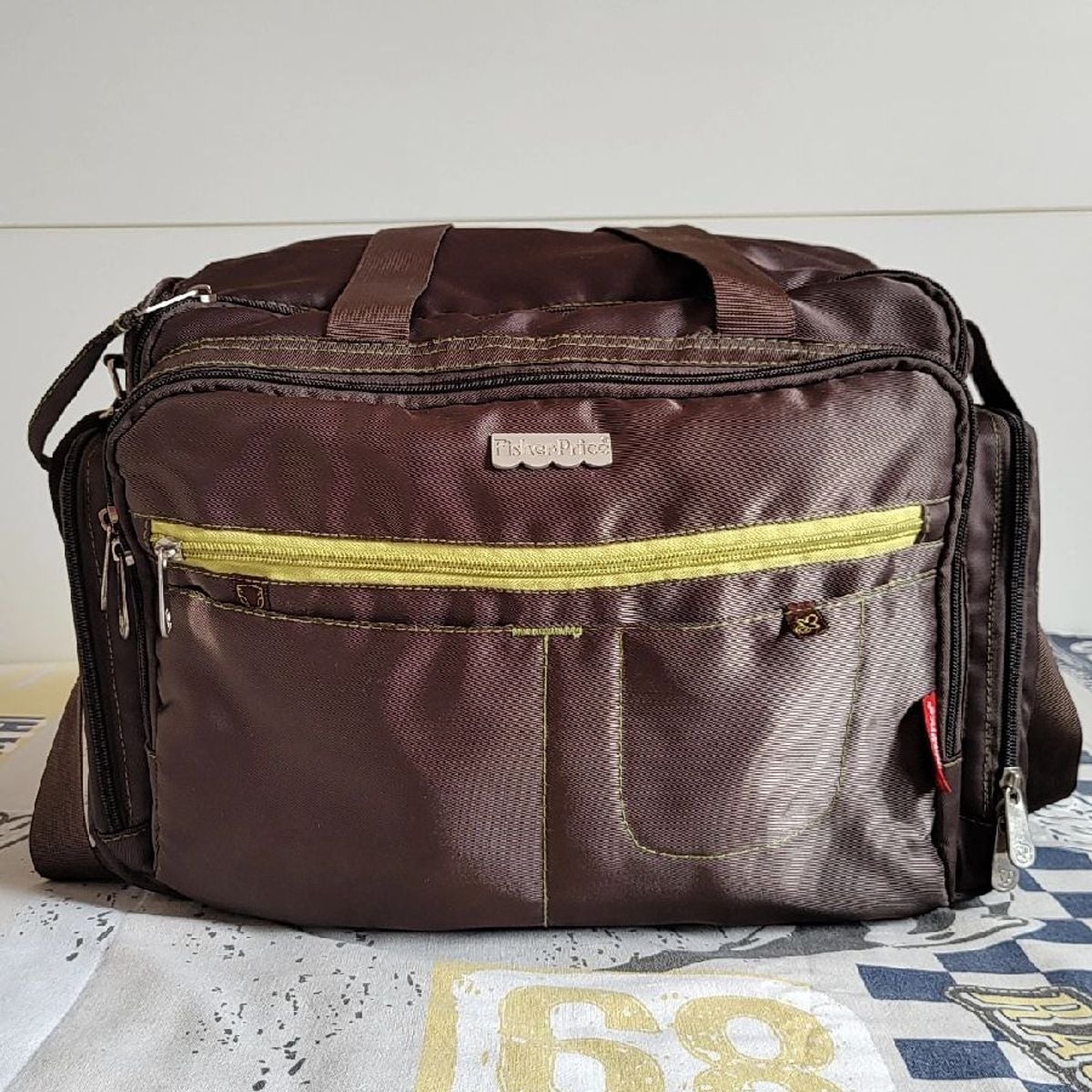 Bolsa Infantil Bebê, Marrom, Fisher Price, com Porta Lenço