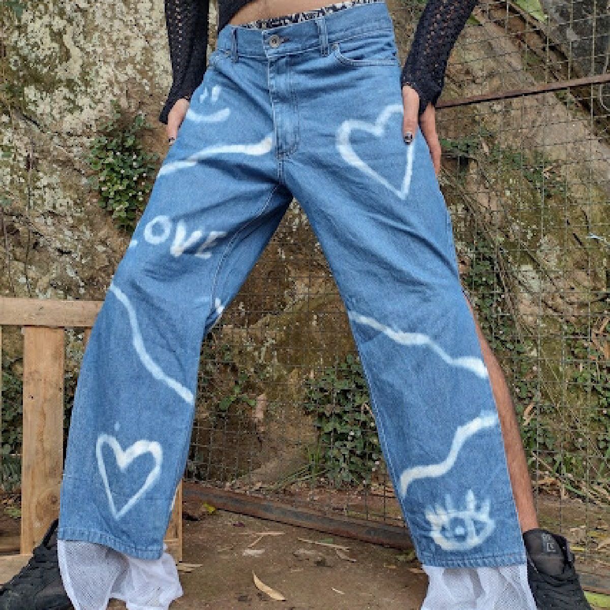 Calça jeans heart Y2k