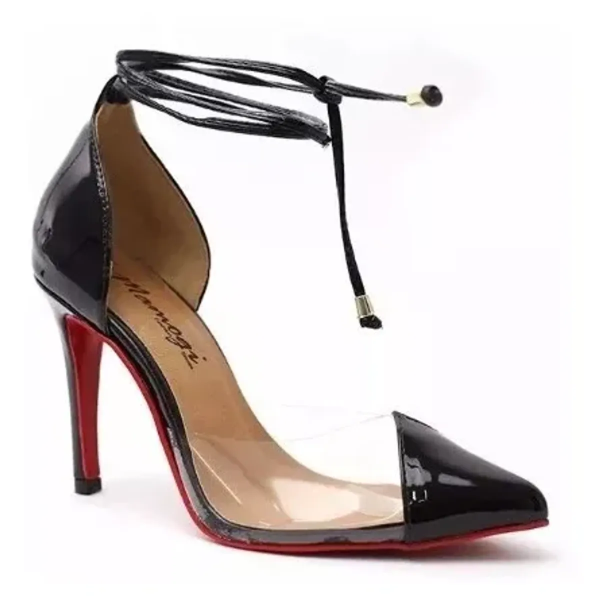 scarpin com vinil transparente