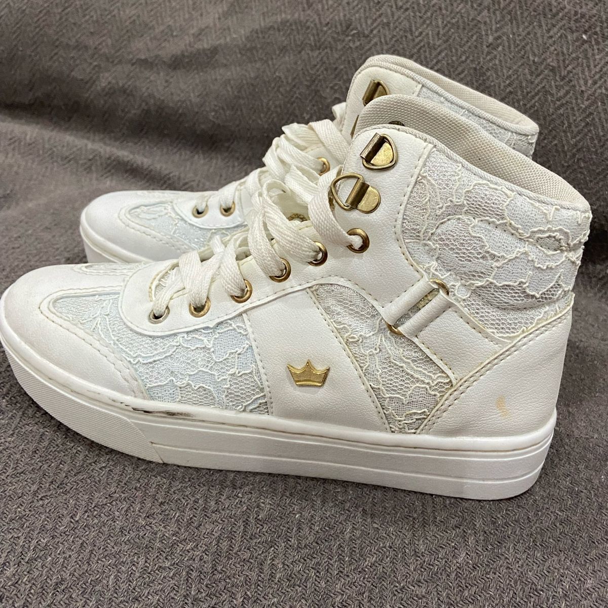 T nis Branco Cano M dio com Renda T nis Feminino Logus
