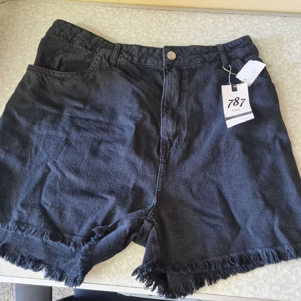 Short Jeans Preto Plus Size Tamanho 54- Marca 787