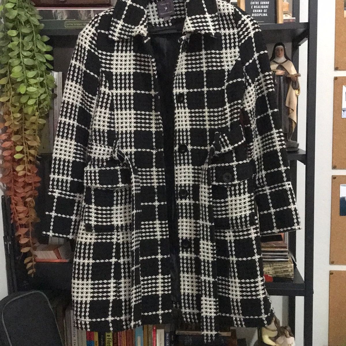 Manhattan 黒白 Pコート 90s00s オンブレーチェック ビンテージ