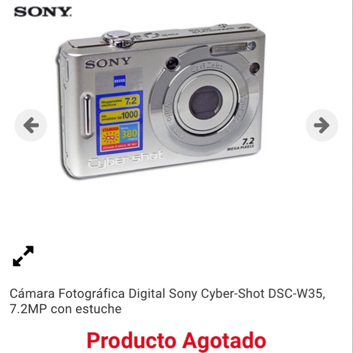 Câmera Fotográfica Digital Sony Cyber-Shot Dsc-W35, 7.2mp | Sony