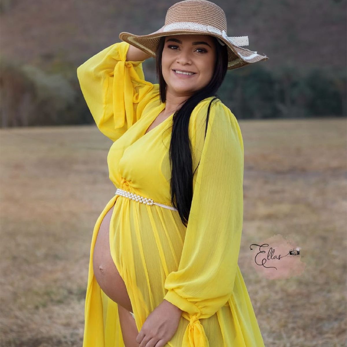 Vestido amarelo hot sale para gestante