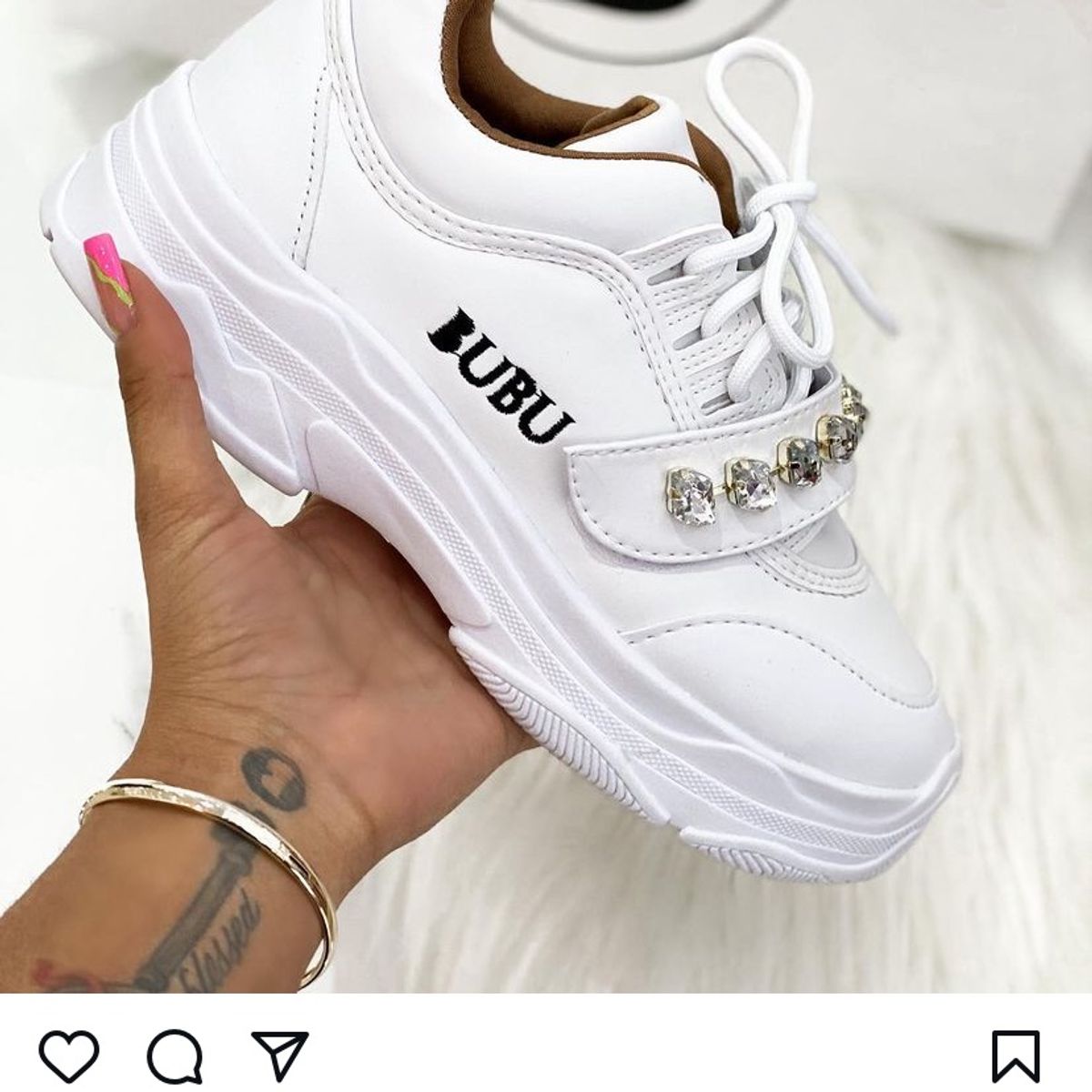 Tênis Bubu Branco Pedraria em Bubu Usado 107460047 enjoei